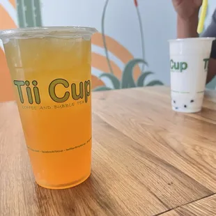 passion fruit with mango popping boba