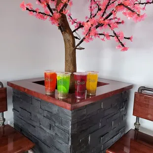 a cherry tree with pink flowers