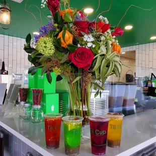 All colorful drinks and great flavors.