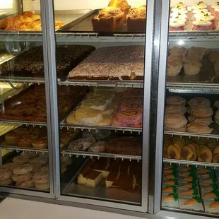 a display case full of donuts