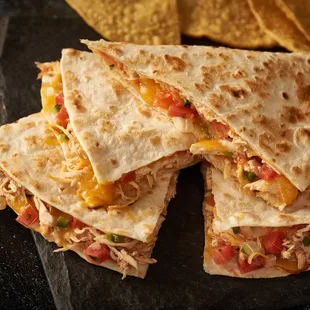 a tortilla cut in half