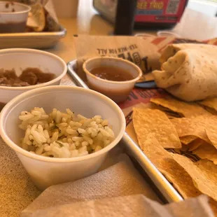 "Make it a meal" with these teeny tiny cups of rice and beans.