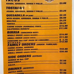 menu