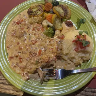 Chipotle Chicken with Mashed potatoes and veg