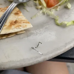 Metal in mushroom quesadilla