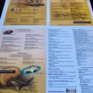 a menu for a mexican restaurant