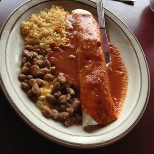 The skinniest burrito ever. Chile Colorado.