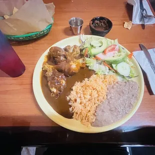 Mole plate w/rice, beans &amp; salad