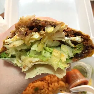 That small lining of brown is the meat...there's barely any on there.