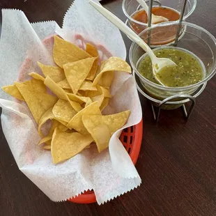 Green salsa good.  Red salsa very spicy