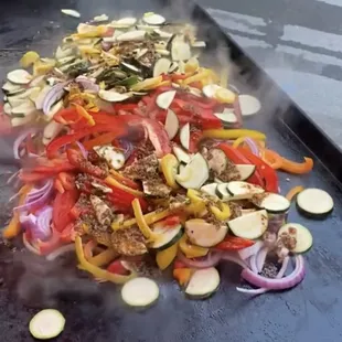 Grilling up our veggies.