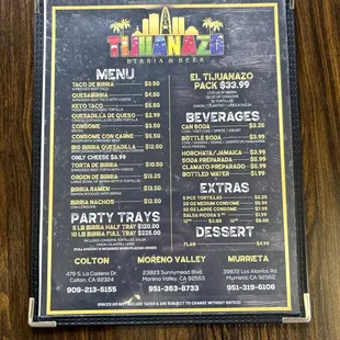 Burris Menu