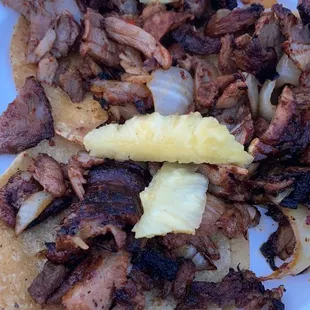 Round 2 of the al pastor tacos - don't even need sauce. It's so good.