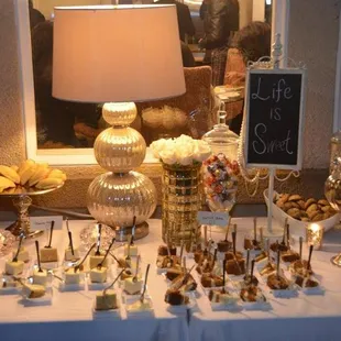 a table full of desserts