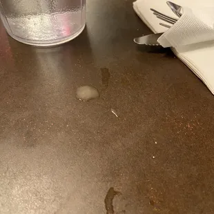 An example of my tables cleanliness, or lack there of. I didn't complain. I felt lucky they were open