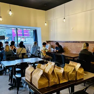 people sitting at tables