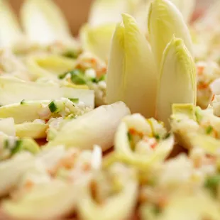 Ginger Shrimp &amp; Hearts of Palm on Endive Petals