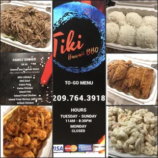 Menu, hours, phone #, &amp; our order as described in review.