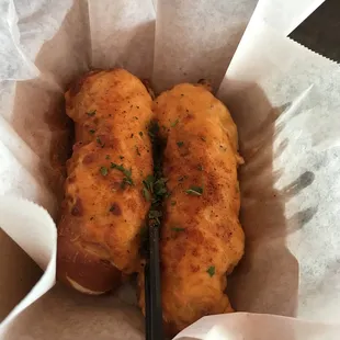 Happy hour Crab pretzel $7