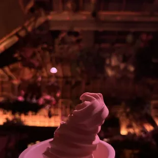 Enjoyed our Dole Whip while watching the Enchanted Tiki Room show