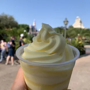 a hand holding a cup of ice cream