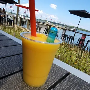 a drink in a plastic cup