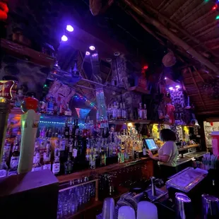 a bartender at the bar