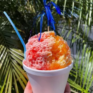 a hand holding a cup of ice cream