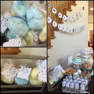 Cotton candy used as "spun wool" for a little lamb themed baby shower. :)