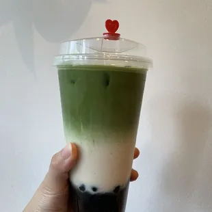 Organic Uji Matcha Milk Tea with Boba