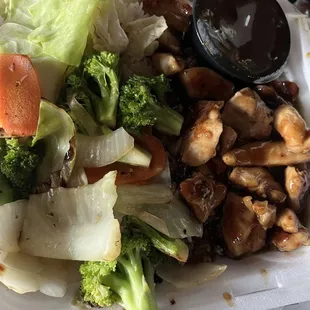 Chicken teriyaki with white rice and veggies