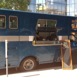 a blue food truck