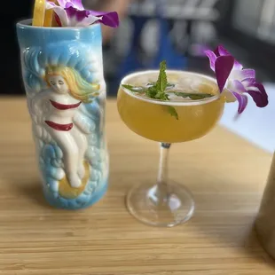 Hinky dinks fizzy (in the clear glass) and f*** f*** f*** (in the festive glass)