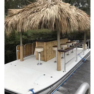 a tiki bar on a boat