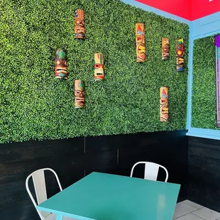 a table and chairs in a restaurant