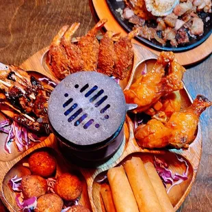 Sisig (far) and Pupu Platter