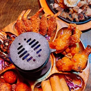 Sisig (far) and Pupu Platter