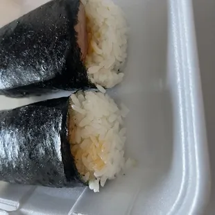 38. Spam Musubi and 41. Portuguese Sausage Musubi