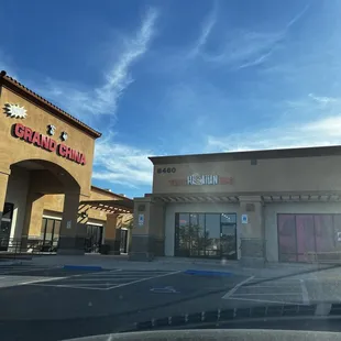 Outside in the parking lot of Tiki's  Location on Farm and Durango. It's in a small strip mall located right on farm.
