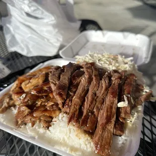 #12 combo with teriyaki chicken and steak