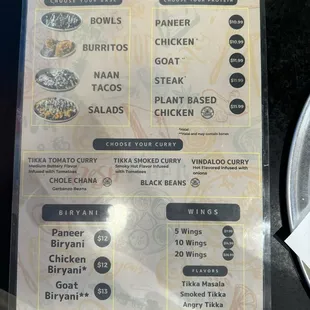 Menu option as of June 2024