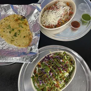 Garlic Naan Bowls Mango salsa Samosa Chaat