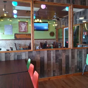 a view of a dining area