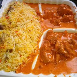 Butter chicken and chicken biryani.