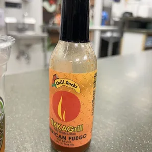 a bottle of hot sauce