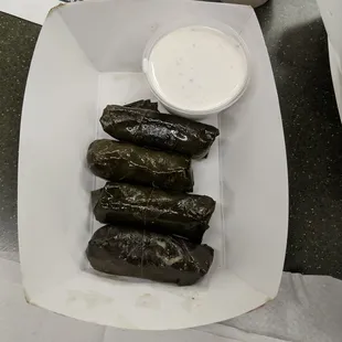 Grape Leaves. No meat. Delicious!