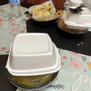 They deliver the food in to go containers even if you are eating there