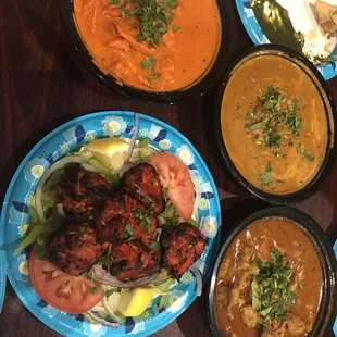 Butter Chicken, chicken Chicken Tikka Boti, Daal Makhani, chicken karahi ( more like chicken curry)