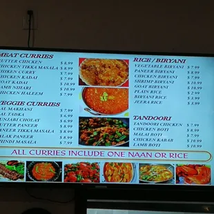 a menu on a flat screen tv