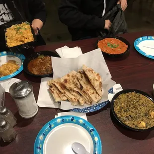 Palak Paneer, Butter Chicken, Vegetable Biryani, Goat Curry